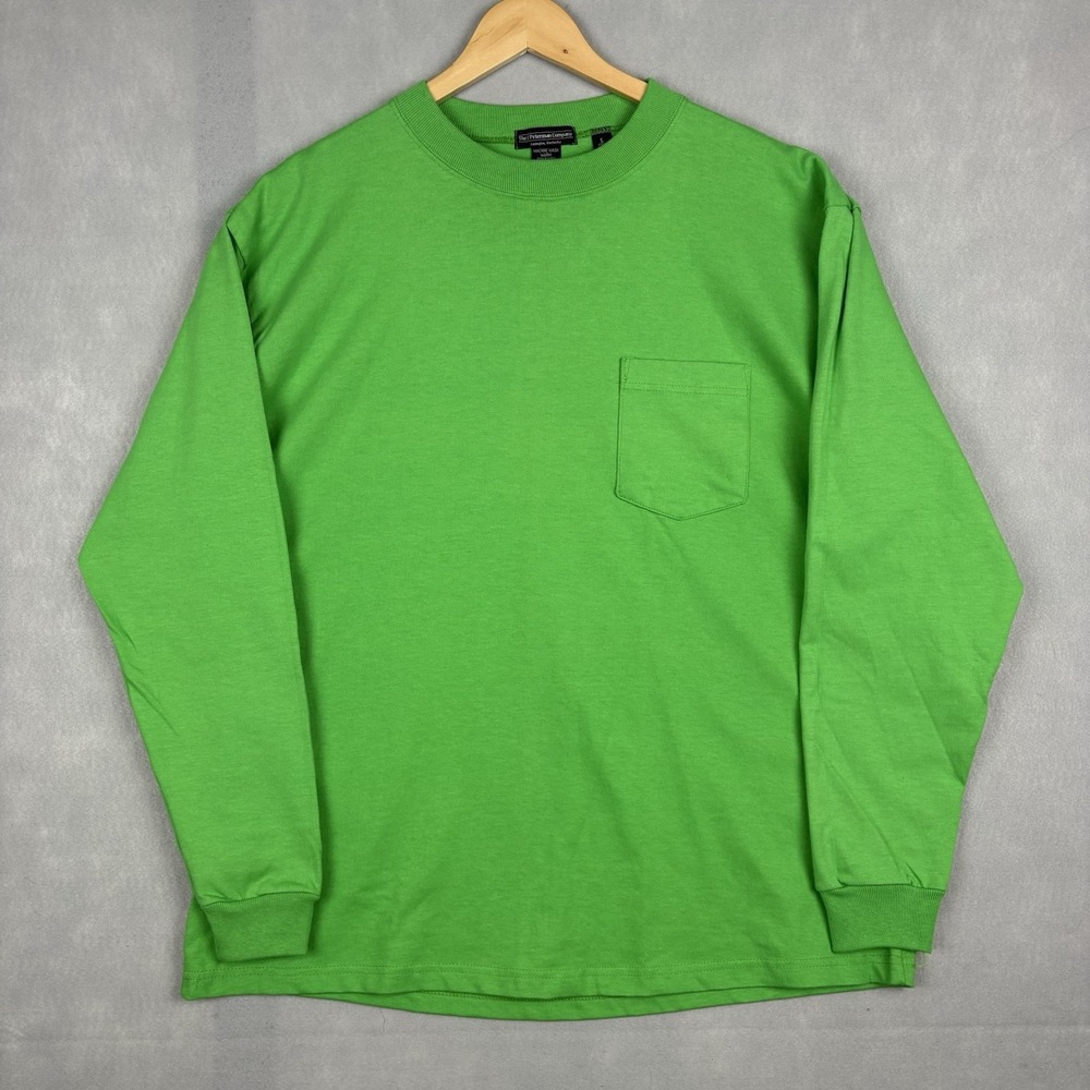 J. Peterman Long Sleeve Pocket T Shirt Men’s Large Green Made In USA Crew Neck